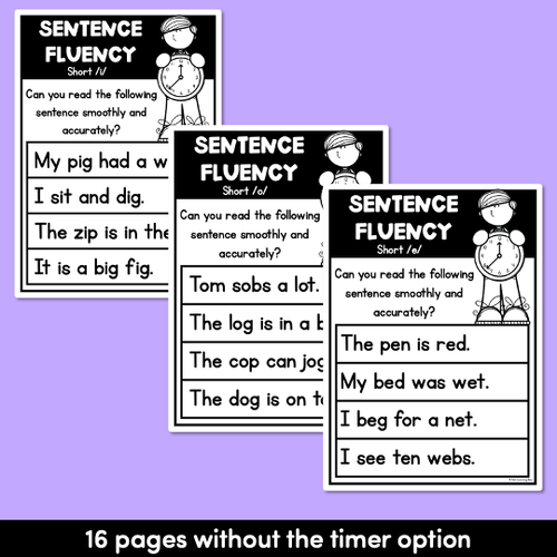 Resource preview 3 for Kindergarten Reading Fluency CVC Word Sentences | Short Vowel Word Families