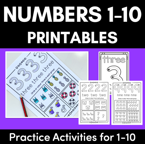 Resource preview 1 for Kindergarten Math Worksheets | Numbers 1 - 10