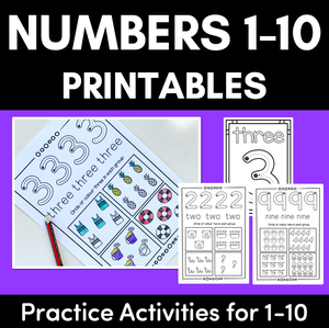 Kindergarten Math Worksheets | Numbers 1 - 10