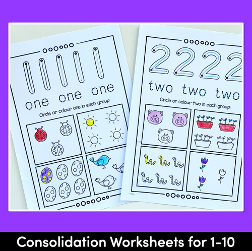 Resource preview 2 for Kindergarten Math Worksheets | Numbers 1 - 10