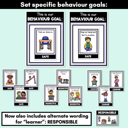 Resource preview 4 for Positive Behaviour Choice Posters | Safe Respectful Learners | Pastel Theme