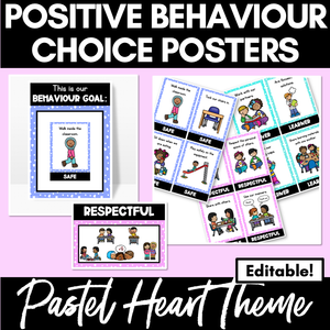 Pastel Heart Positive Behaviour Choice Posters | Safe Respectful Learners | PBL