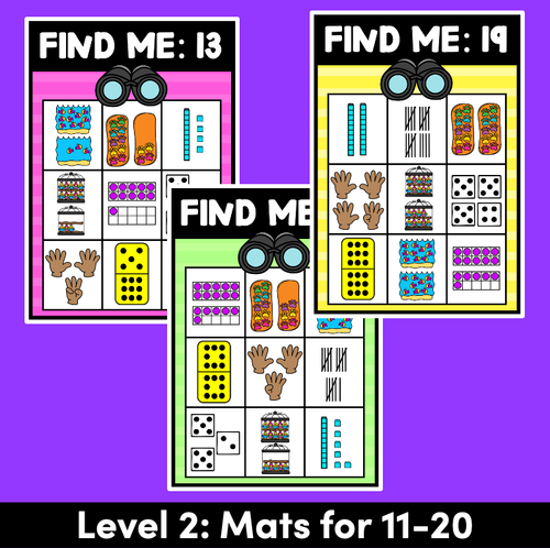 Resource preview 4 for Kindergarten Math Game | Find the Number | 1-20