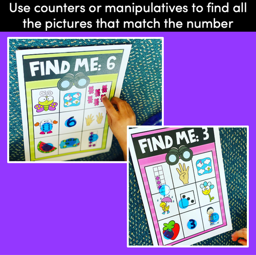 Resource preview 2 for Kindergarten Math Game | Find the Number | 1-20