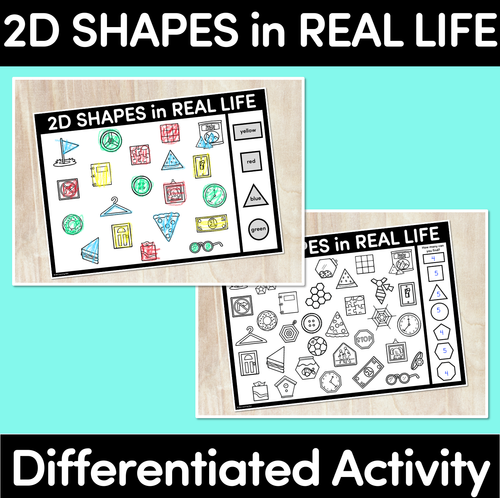 Resource preview 1 for 2D Shapes in Real Life - Differentiated Worksheets