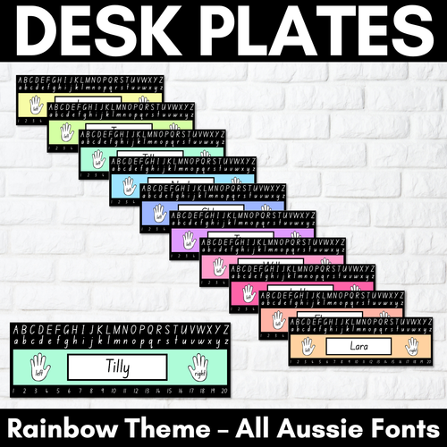 Resource preview 1 for Student Desk Plates - Rainbow Classroom Decor