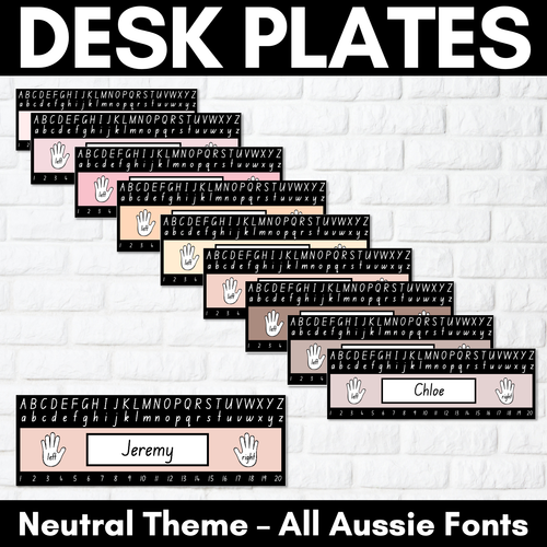 Resource preview 1 for Student Desk Plates- Neutral Classroom Decor