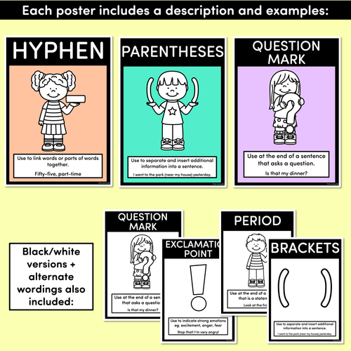Resource preview 4 for PUNCTUATION POSTERS - The Kasey Rainbow Collection - Rainbow Block Colours