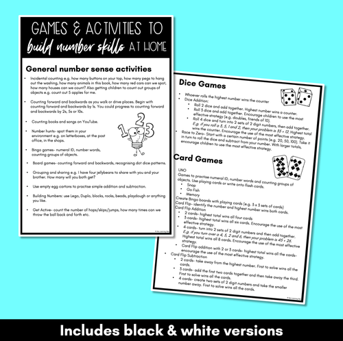 Resource preview 2 for Supporting your child at home | NUMERACY PARENT HANDOUT