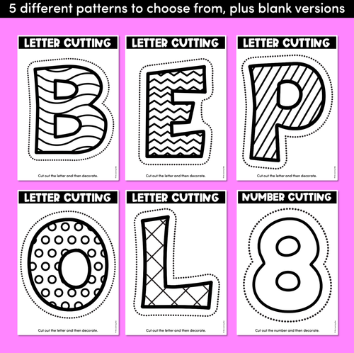 Resource preview 4 for KINDERGARTEN FINE MOTOR ACTIVITIES | Letter and Number Cutting