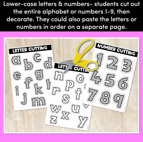 Resource preview 3 for KINDERGARTEN FINE MOTOR ACTIVITIES | Letter and Number Cutting