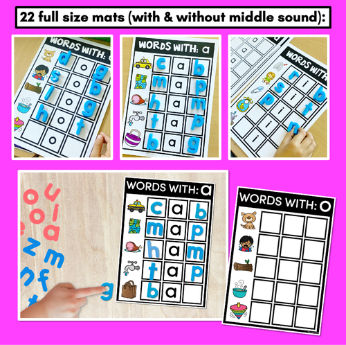 Resource preview 2 for CVC WORD BUILDING MATS & TASK CARDS | No Prep Short Vowel Activities