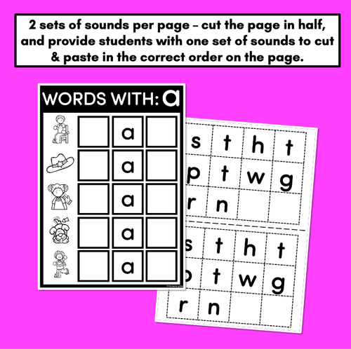 Resource preview 3 for CVC WORD BUILDING WORKSHEETS - Cut & Paste Phonics Printables