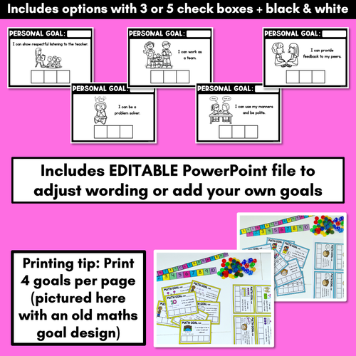 Resource preview 4 for EDITABLE PERSONAL LEARNING GOALS