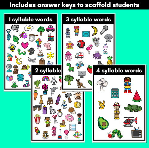 Resource preview 4 for Syllables Game | Build A Pizza