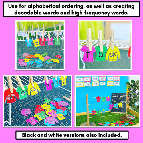 Resource preview 2 for Decodable Word Building Activity - Hang the Clothes - Interactive Phonics Game