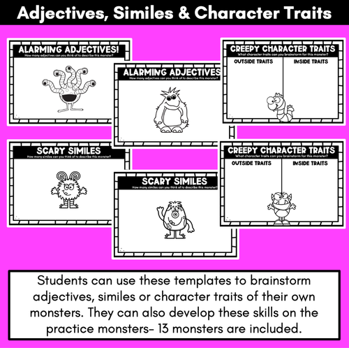 Resource preview 2 for Monster Descriptive Writing - Vocabulary Worksheets & Writing Templates