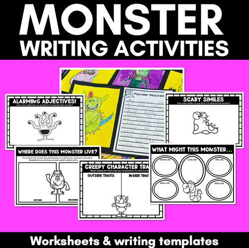 Resource preview 1 for Monster Descriptive Writing - Vocabulary Worksheets & Writing Templates
