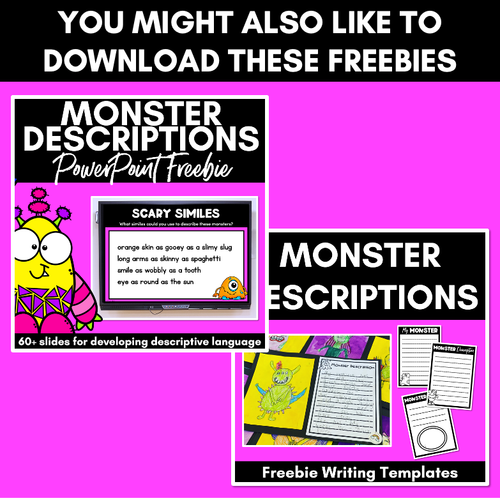 Resource preview 4 for Monster Descriptive Writing - Vocabulary Worksheets & Writing Templates