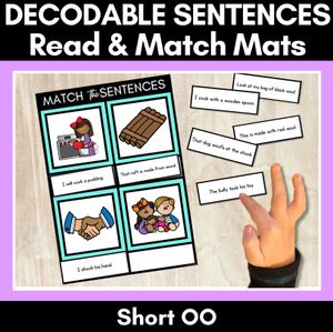 Short OO Phoneme Decodable Sentence Mats - Read & Match