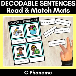 C Phoneme Decodable Sentence Mats - Read & Match