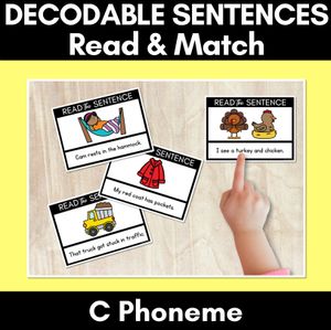 C Phoneme Decodable Sentences - Read and Match