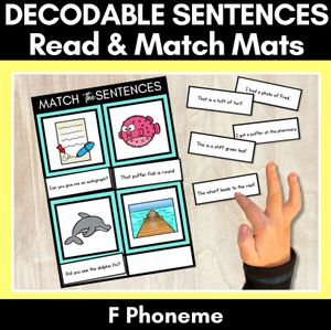 F Phoneme Decodable Sentence Mats - Read & Match