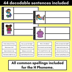 H Phoneme Decodable Sentences - Read, Match & Write