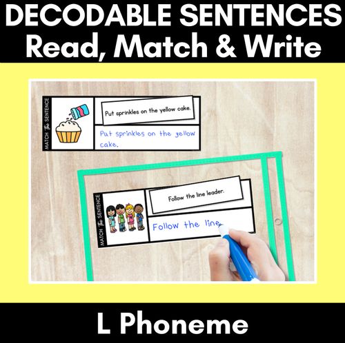 Resource preview 1 for L Phoneme Decodable Sentences - Read, Match & Write