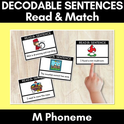 Resource preview 1 for M Phoneme Decodable Sentences - Read and Match