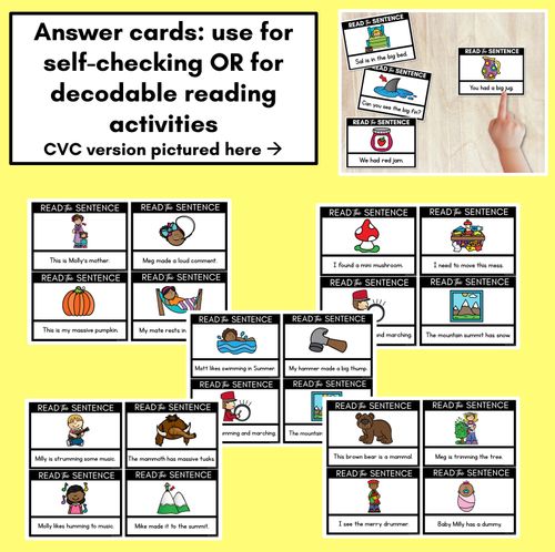 Resource preview 3 for M Phoneme Decodable Sentences - Read and Match