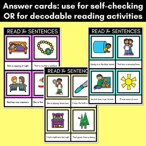 Resource preview 4 for N Phoneme Decodable Sentence Mats - Read & Match