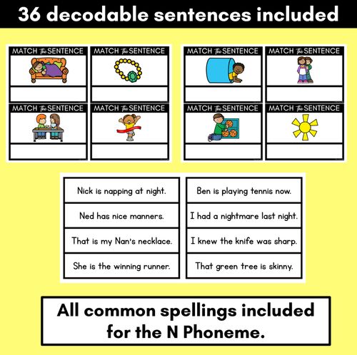 Resource preview 2 for N Phoneme Decodable Sentences - Read & Match