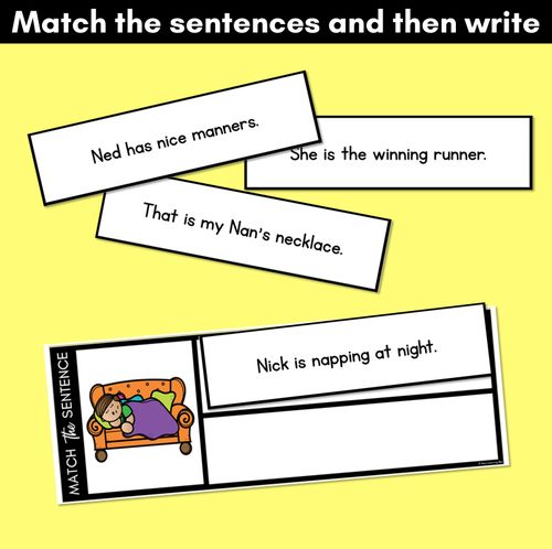 Resource preview 3 for N Phoneme Decodable Sentences - Read, Match & Write