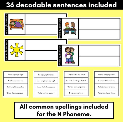Resource preview 2 for N Phoneme Decodable Sentences - Read, Match & Write