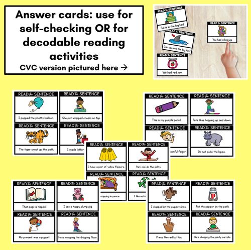 Resource preview 3 for P Phoneme Decodable Sentences - Read & Match