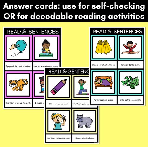 Resource preview 4 for P Phoneme Decodable Sentence Mats - Read & Match