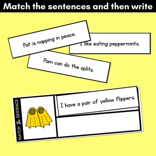 Resource preview 2 for P Phoneme Decodable Sentences - Read, Match & Write