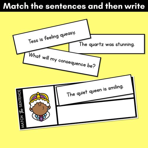 Resource preview 3 for QU Phoneme Decodable Sentences - Read, Match & Write