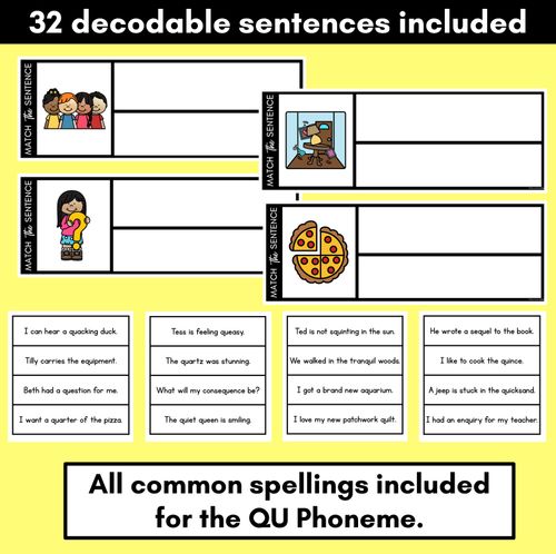 Resource preview 2 for QU Phoneme Decodable Sentences - Read, Match & Write