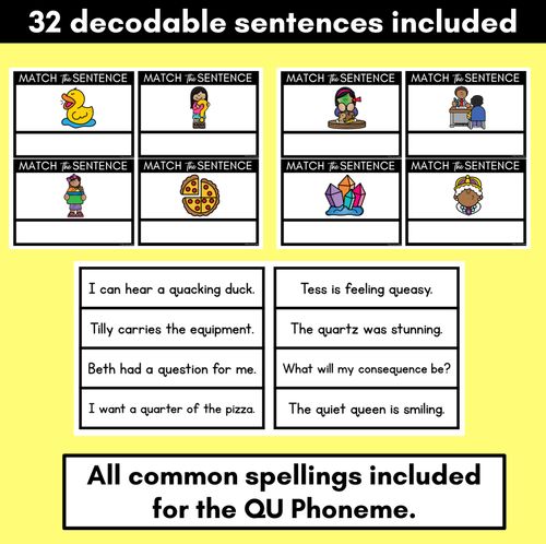 Resource preview 2 for QU Phoneme Decodable Sentences - Read & Match