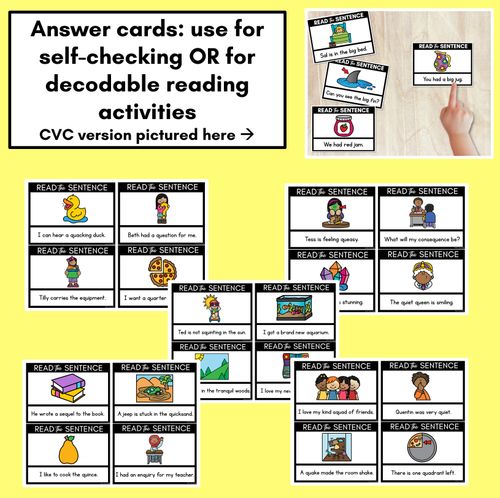 Resource preview 3 for QU Phoneme Decodable Sentences - Read & Match