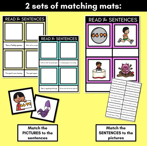Resource preview 3 for QU Phoneme Decodable Sentence Mats - Read & Match