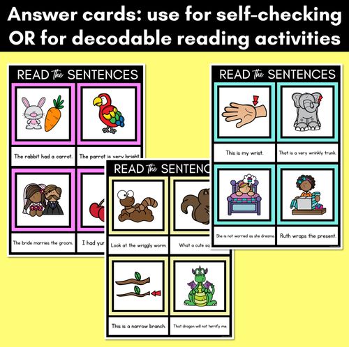 Resource preview 4 for R Phoneme Decodable Sentence Mats - Read & Match