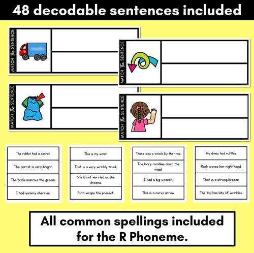 Resource preview 2 for R Phoneme Decodable Sentences - Read, Match & Write
