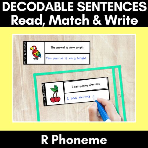 Resource preview 1 for R Phoneme Decodable Sentences - Read, Match & Write