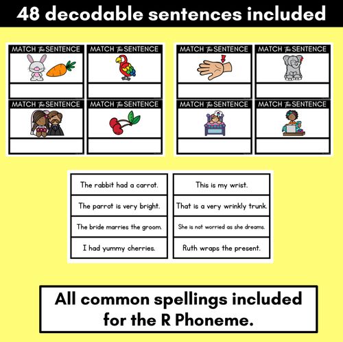Resource preview 2 for R Phoneme Decodable Sentences - Read & Match