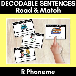 R Phoneme Decodable Sentences - Read & Match