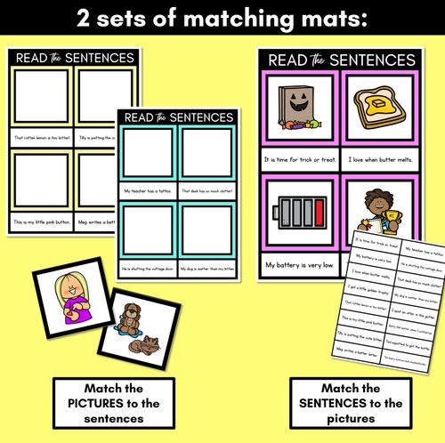 Resource preview 3 for T Phoneme Decodable Sentence Mats - Read & Match