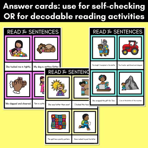 Resource preview 4 for T Phoneme Decodable Sentence Mats - Read & Match